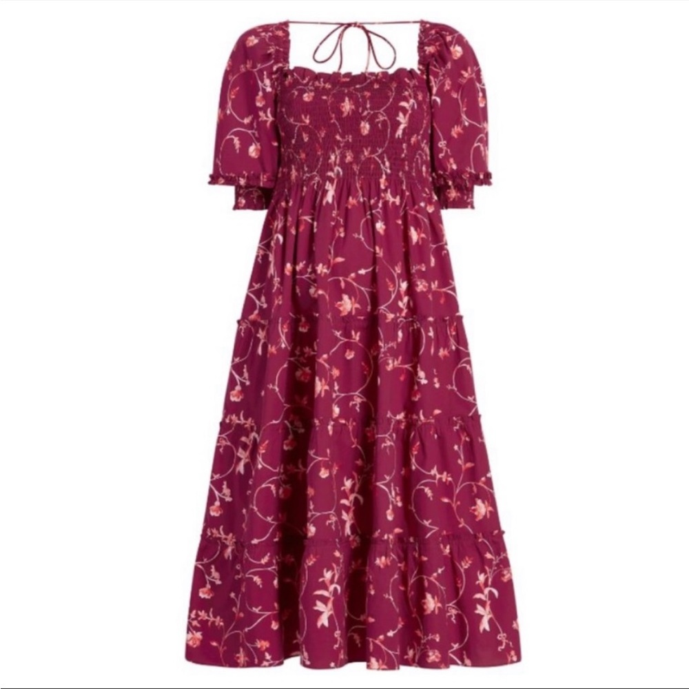 Hill House Burgundy Floral Midi Dress
